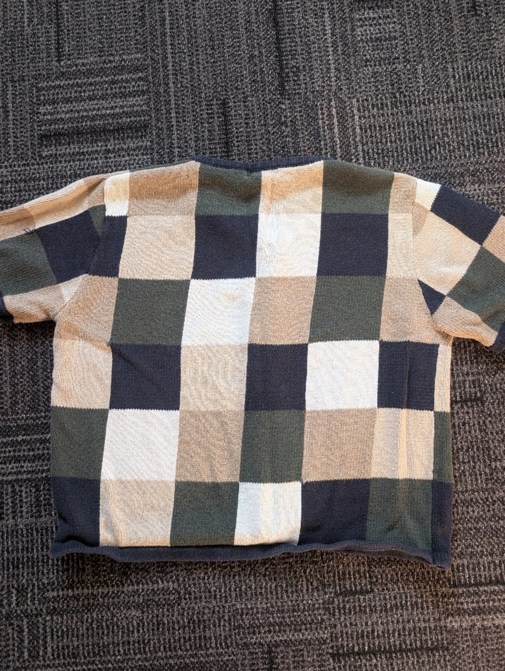Christopher & Banks Checkerboard Knit Cardigan in Navy, Olive & Cream - Picture 2 of 4